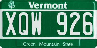 VT license plate XQW926