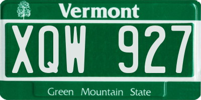 VT license plate XQW927