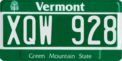 VT license plate XQW928