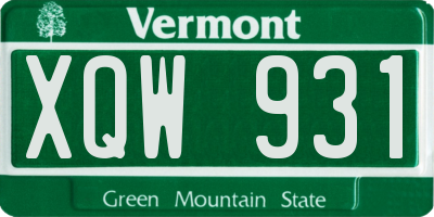 VT license plate XQW931