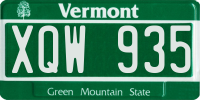 VT license plate XQW935