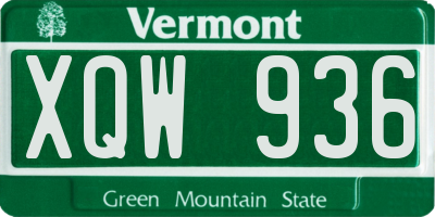 VT license plate XQW936