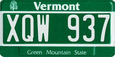 VT license plate XQW937