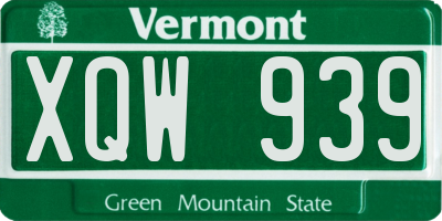 VT license plate XQW939