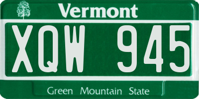 VT license plate XQW945