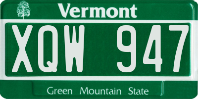 VT license plate XQW947