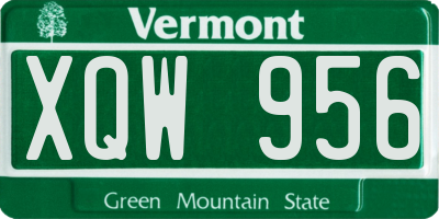 VT license plate XQW956