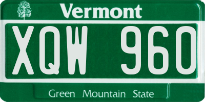 VT license plate XQW960