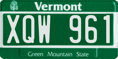 VT license plate XQW961