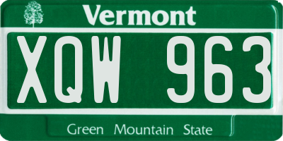 VT license plate XQW963