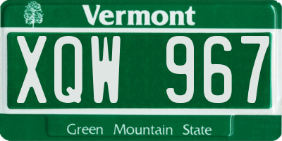 VT license plate XQW967