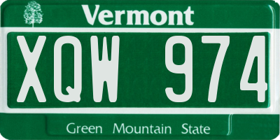 VT license plate XQW974