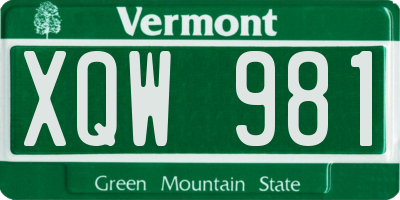 VT license plate XQW981