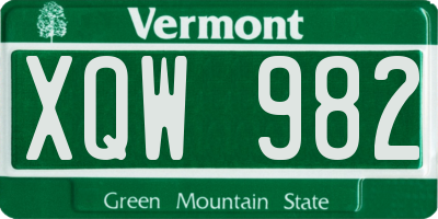 VT license plate XQW982