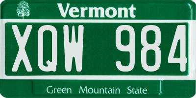 VT license plate XQW984