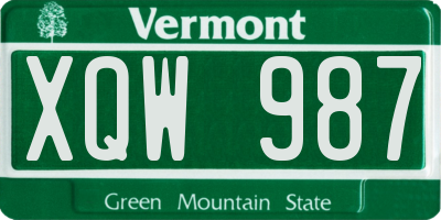 VT license plate XQW987