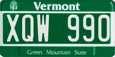 VT license plate XQW990