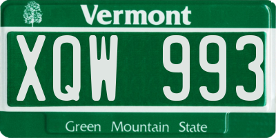 VT license plate XQW993