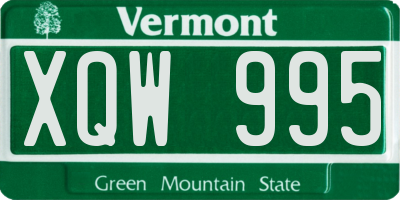 VT license plate XQW995