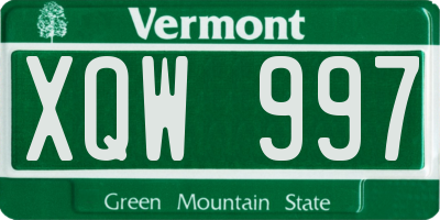 VT license plate XQW997
