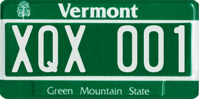 VT license plate XQX001