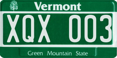 VT license plate XQX003