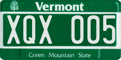 VT license plate XQX005