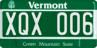 VT license plate XQX006