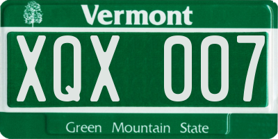 VT license plate XQX007