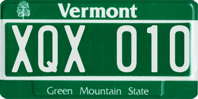 VT license plate XQX010