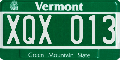 VT license plate XQX013
