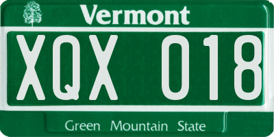 VT license plate XQX018