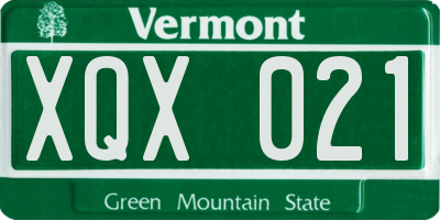 VT license plate XQX021