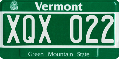 VT license plate XQX022