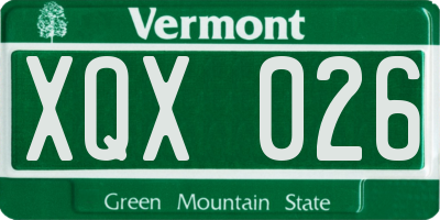 VT license plate XQX026