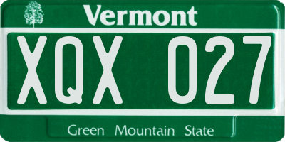 VT license plate XQX027