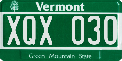 VT license plate XQX030