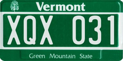 VT license plate XQX031