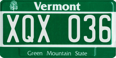 VT license plate XQX036