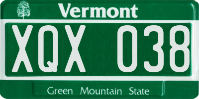 VT license plate XQX038