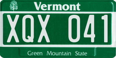 VT license plate XQX041