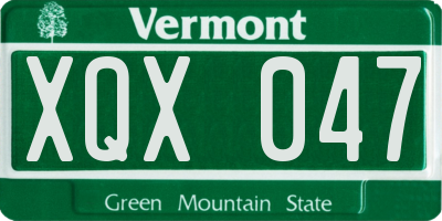 VT license plate XQX047