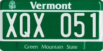 VT license plate XQX051