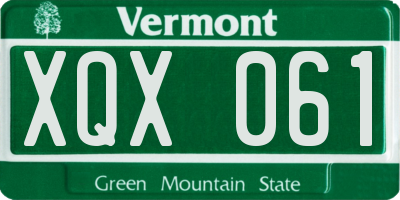VT license plate XQX061