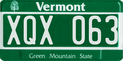 VT license plate XQX063