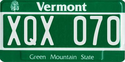 VT license plate XQX070