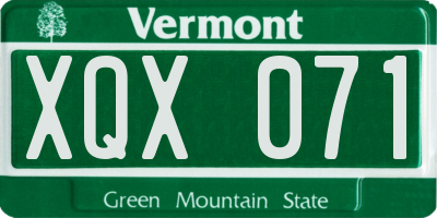 VT license plate XQX071
