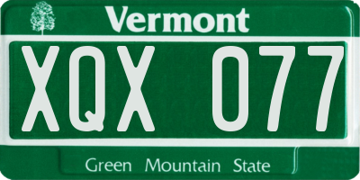 VT license plate XQX077