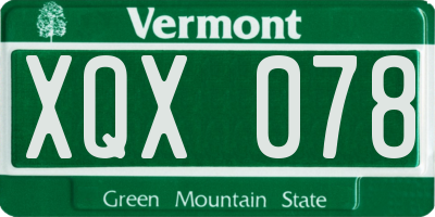 VT license plate XQX078