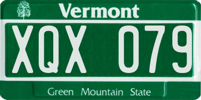 VT license plate XQX079